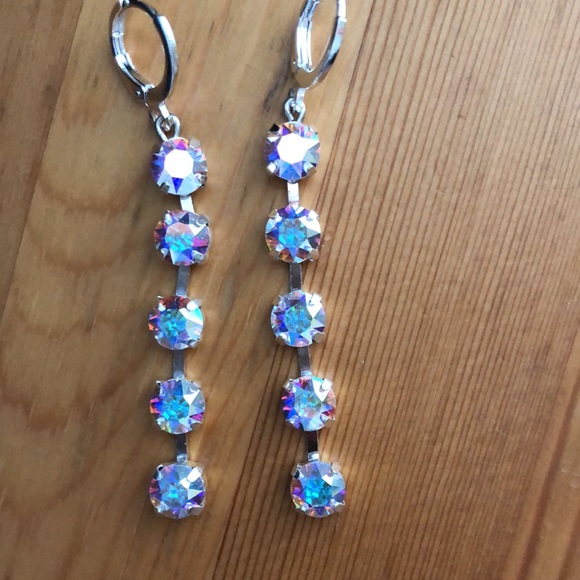 Aurora Borealis Crystal Drop Earrings - Picture 6 of 13